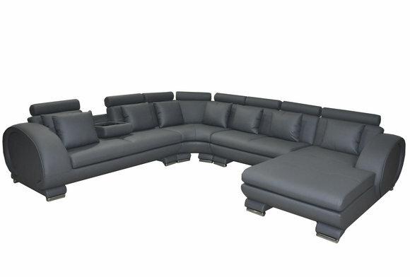 Eck Leder Sofa Couch Polster Sitz Wohnlandschaft Design XXL U Form