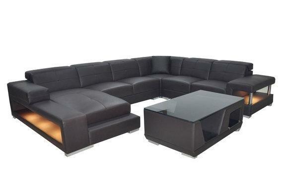 Ledersofa Ecke Wohnlandschaft Garnitur Design Modern Ecksofa Sofa