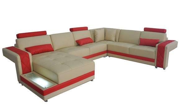 Ledersofa Couch Wohnlandschaft Eck Garnitur Design Modern Dekorative Sofa