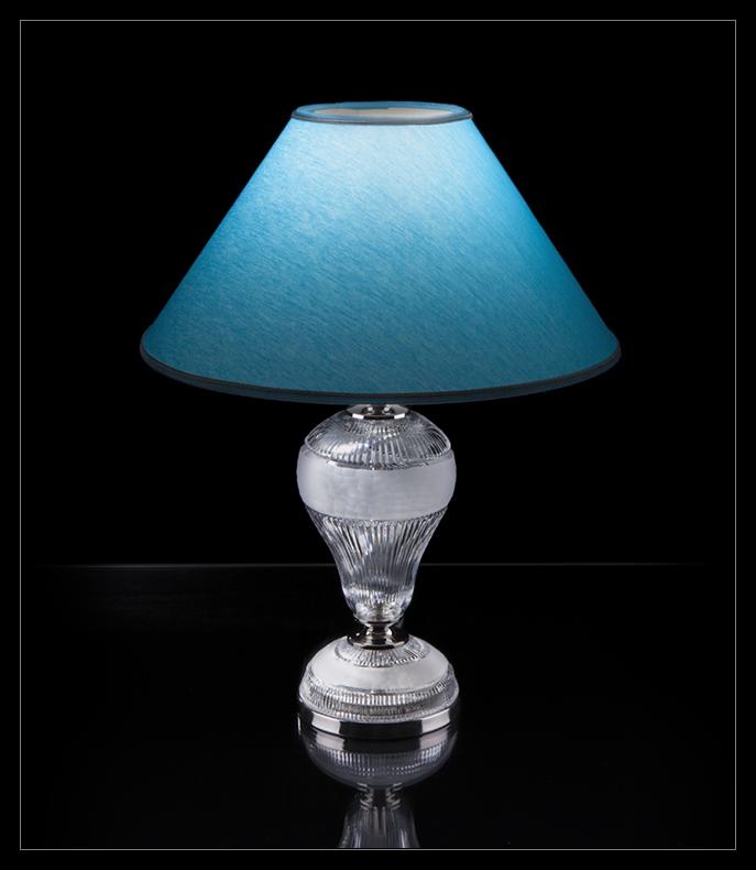 Leuchte Kristall Lampe Tischlampe Blaue Bohemia Steh Nachttisch Neu