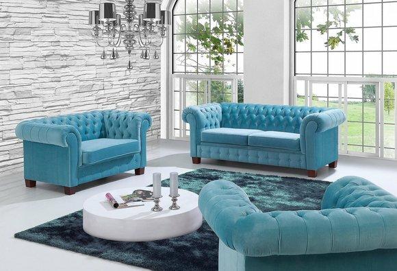 Chesterfield 3+2 Sofagarnitur Couch Polster Sitz Garnitur Sofa Couchen Sofas Neu