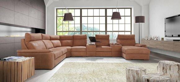 Wohnlandschaft Ecksofa Ablage Kühlfach Bettfunktion Schlaf Sofa Couchen