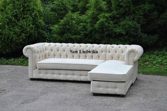 Chesterfield Ecksofa L-Form Stoff Design Couch Polster Sitz Sofa Textil Eck Neu