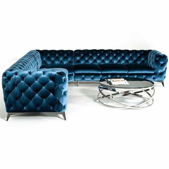 Samt Eck Luxus Chesterfield Sofa Polster Ecke Couchen Sitz Couch Sofas