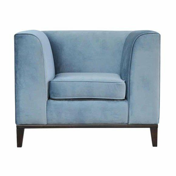 Sessel Stuhl 1x Esszimmer Fernseh Lounge Textil Sitz Blau Modern Polsterstuhl