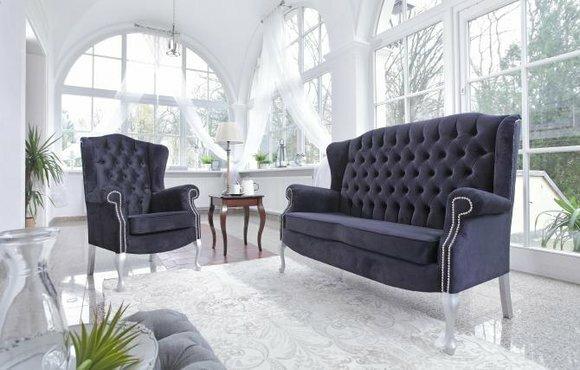 Klassische Chesterfield Sofagarnitur 3+2+1 Sitzer Sofa Couch Polster Samt Neu