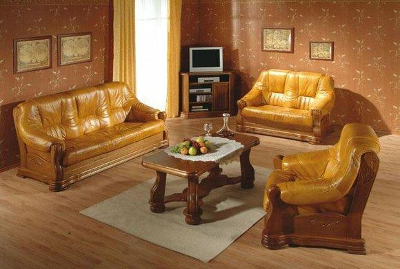 Klassische Wohnzimmer Möbel Sofagarnitur Ledersofa Sitzpolster Sofa