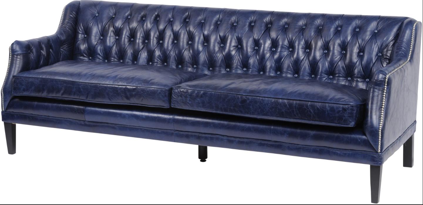 Blaue Chesterfield Sofa Couch Polster Stoff Leder Couchen Garnitur