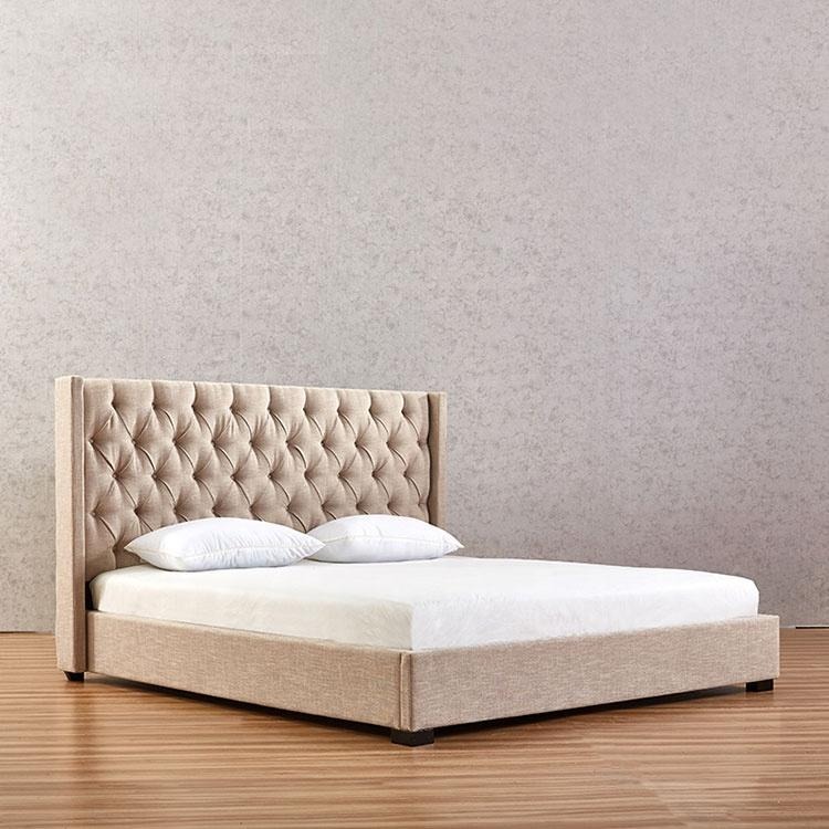 Beige Schlafzimmer Betten Polster Bett Chesterfield Textil Stoff Neu jvmoebel ®