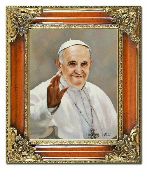 Religion Papst Franziskus Handarbeit Ölbild Bild Ölbilder Rahmen Bilder