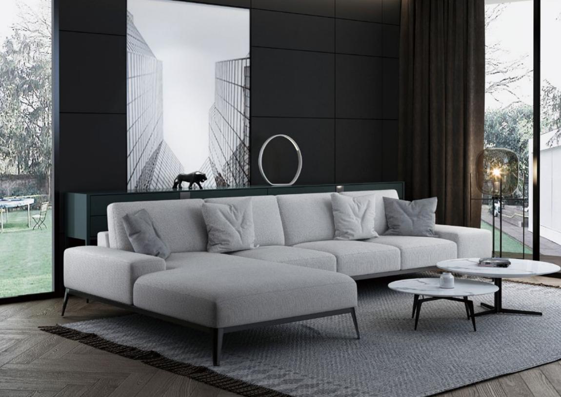 Italienische Polster Sitz Ecke Leder Couch Moderne Garnitur Wohnlandschaft