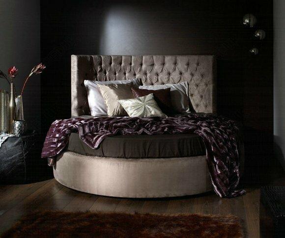 Runde Chesterfield Luxus Rund Bett Klassische Hotel Samt Textil Leder