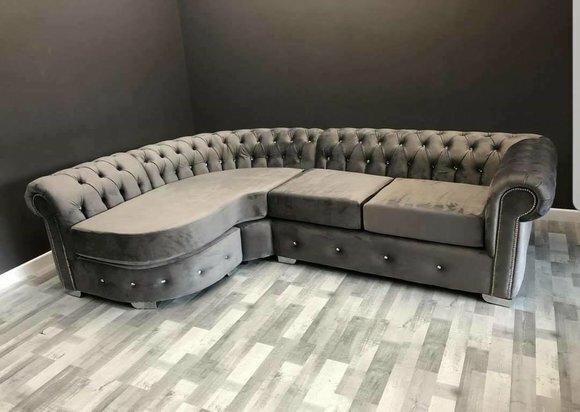 Klassische Wohnzimmer Couch Chesterfield Polster Sitz Garnitur Eck Gruppe