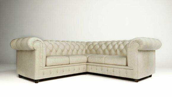 Chesterfield Ecksofa L-Form Stoff Design Couch Polster Sitz Sofa Textil