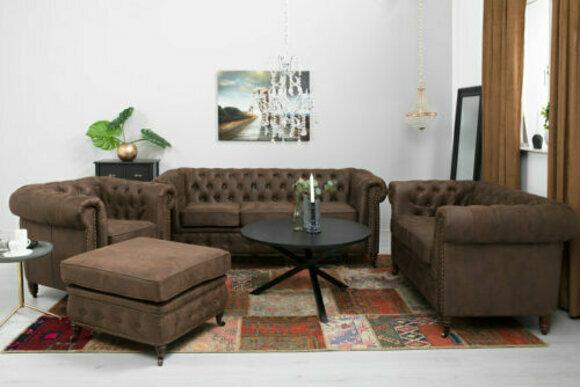 Chesterfield Couch Sitz Polster 321 Hocker Sitzer Garnitur Sofa Sofas Fußhocker