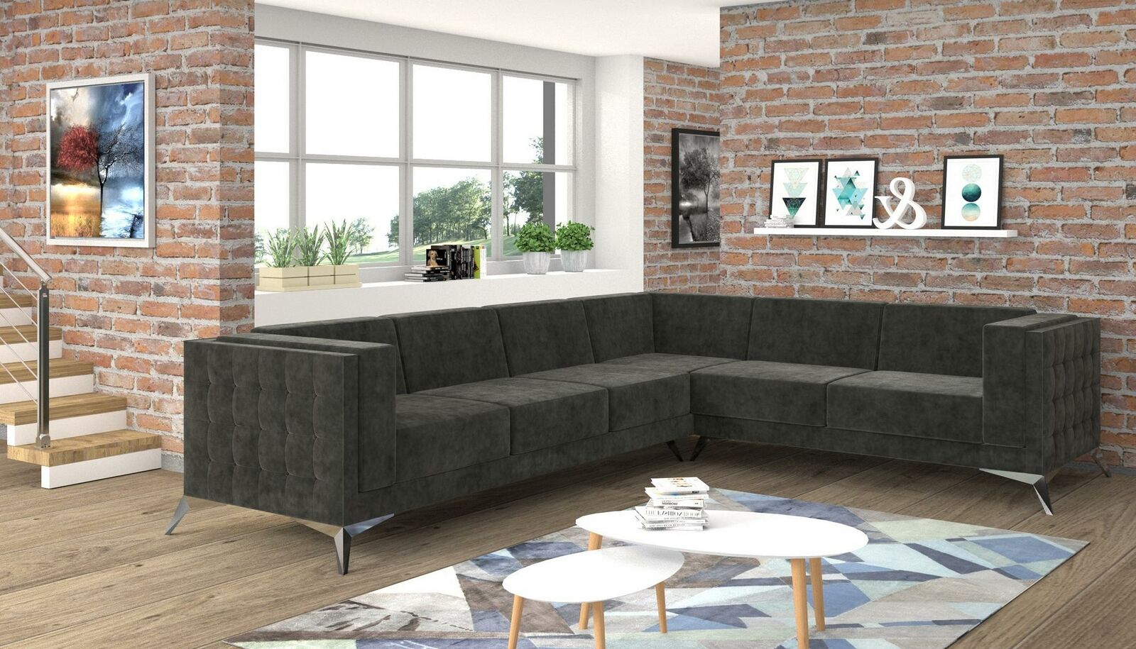 Design Esk Ecksofa L-form Modern Sofas Stoffsofa Couch Wohnlandschaft