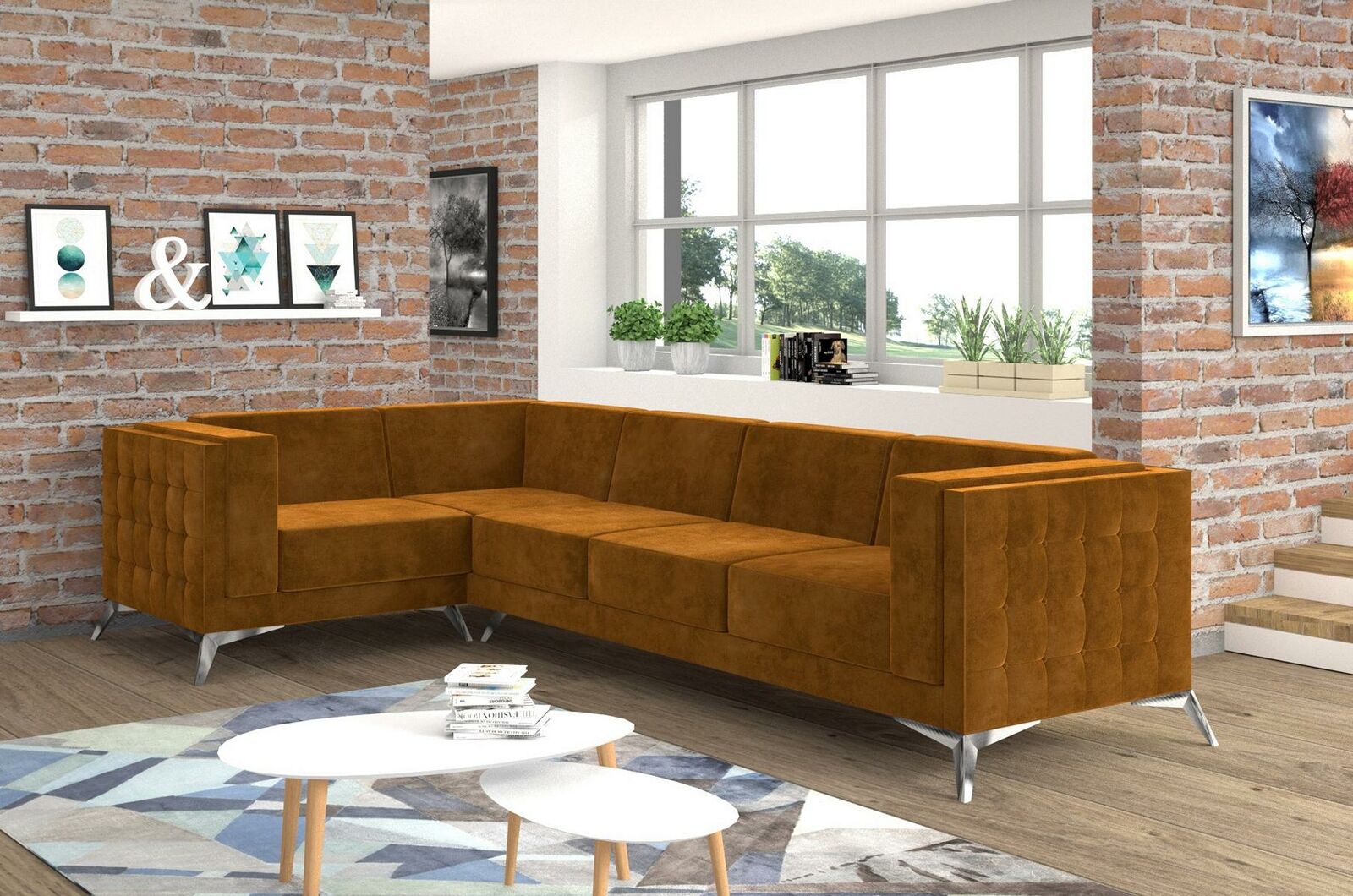 Textilsofa Couch Wohnlandschaft Garnitur Design Modern Sofa Ecksofa