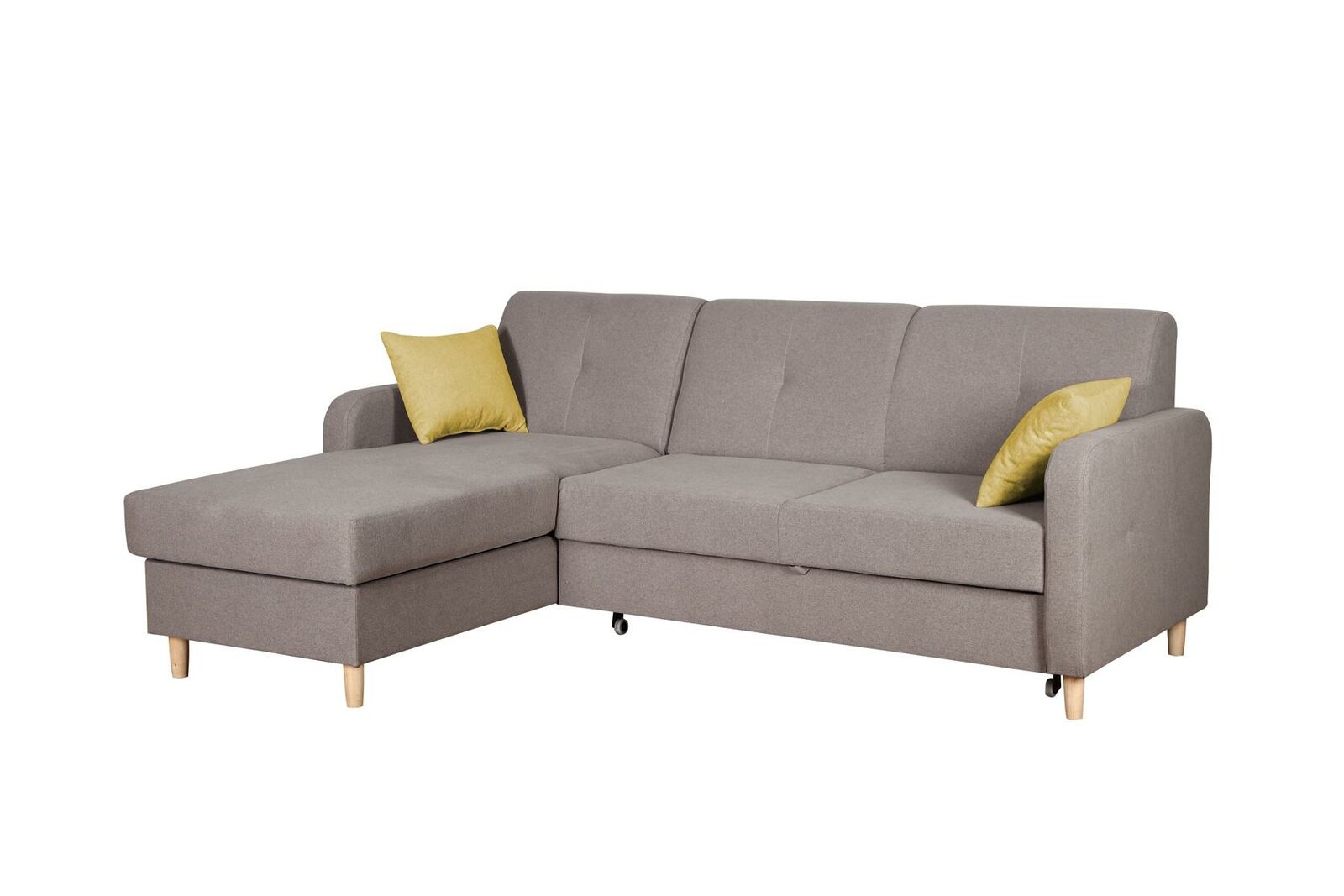 Ecksofa L-Form Sofa Couch Design Polster Modern Textil Bettfunktion Grau Stoff