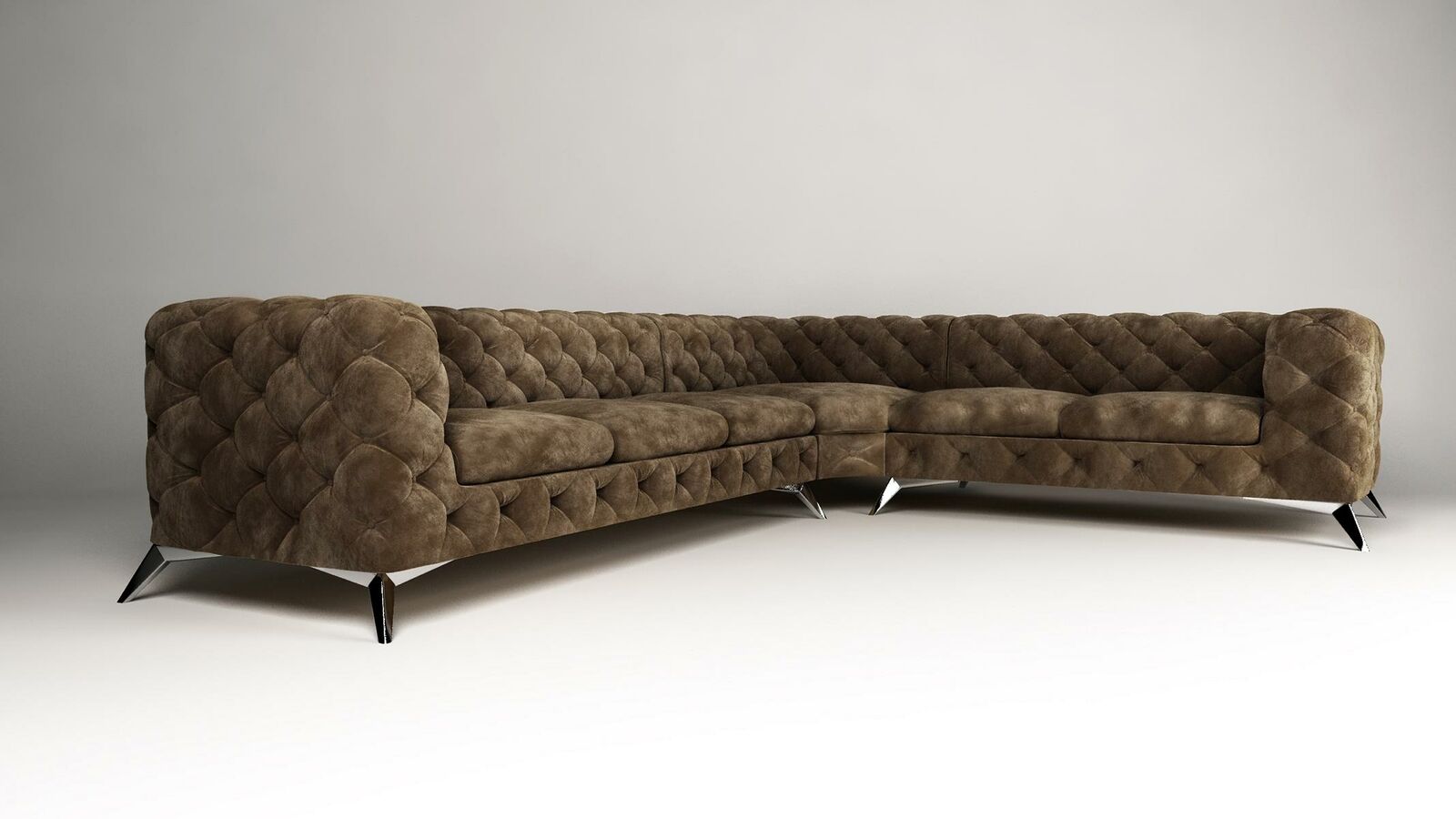 Samt Ecksofa Chesterfield Sofa Polstergarnitur Couch Wohnlandschaft