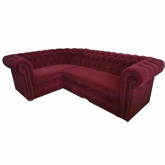 Ecksofa Chesterfield Polster Sofa Eckgarnitur Samt Polster Sitze Ecke Sofas