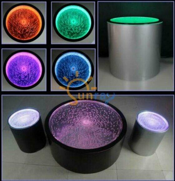 Water Design Tisch Couchtisch Wasser Säulen Sofa Tische LED Beleuchtet