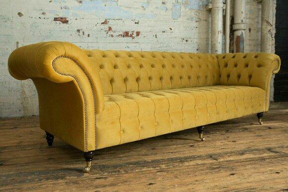 Designer Chesterfield Sofagarnitur Sofa Couch Polster Set in Samt 4tlg.