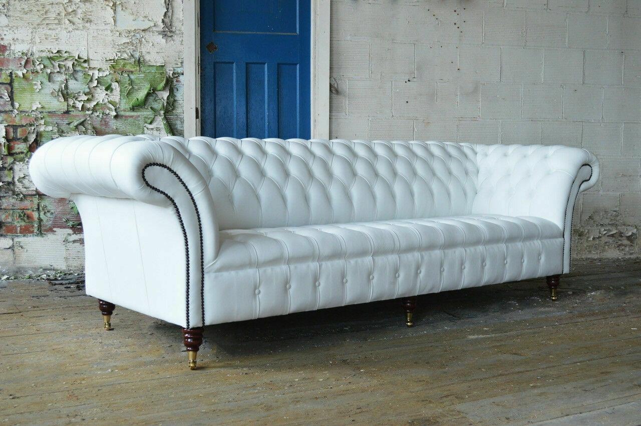 klassische Chesterfield Couch 4 Sitzer Sofa Couch Samt Leder Design big