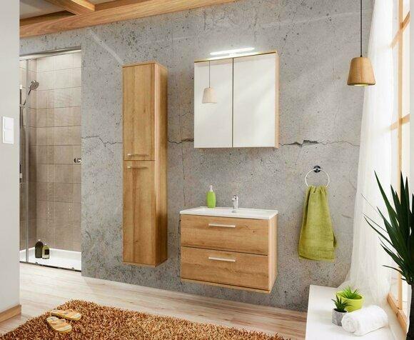 Design Badezimmer Möbel Bad 3 tlg. Deko Set Garnitur Schrank Waschbecken