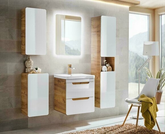 Design Bad Badezimmer Möbel 5tlg. Set Garnitur Schrank Waschbecken