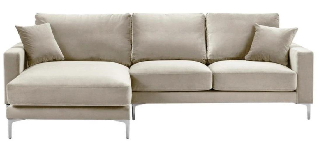 Loft Sofa Luxus Eckcouch Möbel Eckgarnitur Samt Couchen sofas beige Wohnzimmer