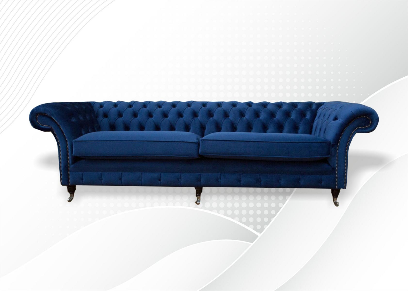 Blaue xxl Big Sofa Couch Chesterfield 265cm Polster Sofas 4 Sitzer