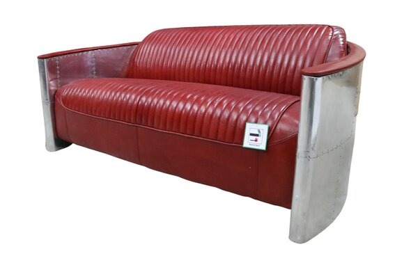 Ledersofa Couch Polster Sofa Aluminium Dreisitzer Vintage Luxus Möbel Sofas