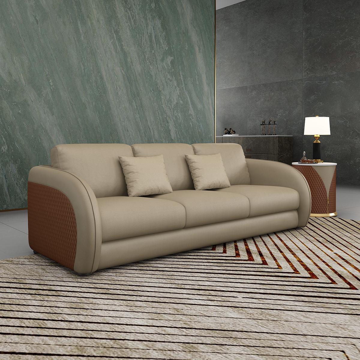 Dreisitzer Couch Polster Design Sofa Moderne 3er Sitz Sofas Zimmer Möbel Beige