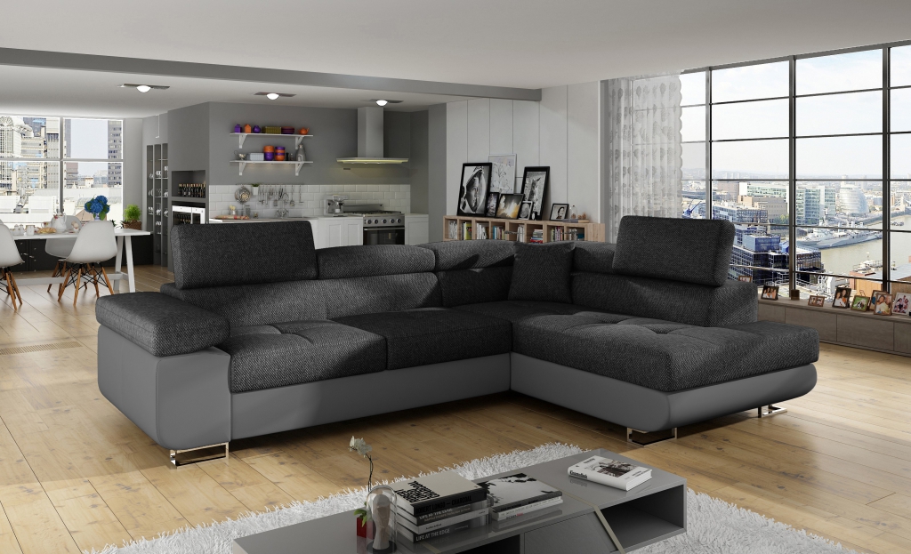 Eck Stoff Ecksofa L-Form Sofa Couch Design Couch Polster Textil Modern Textil