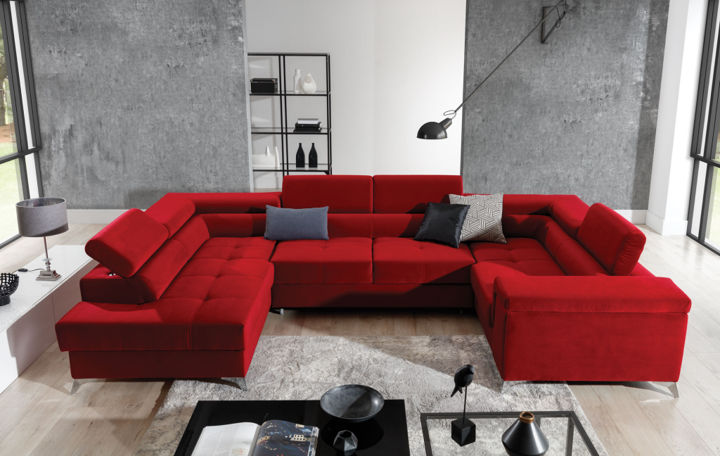 Ecksofa U-Form Sofa Couch Design Polster Schlafsofa Bettfunktion Wohnlandschaft