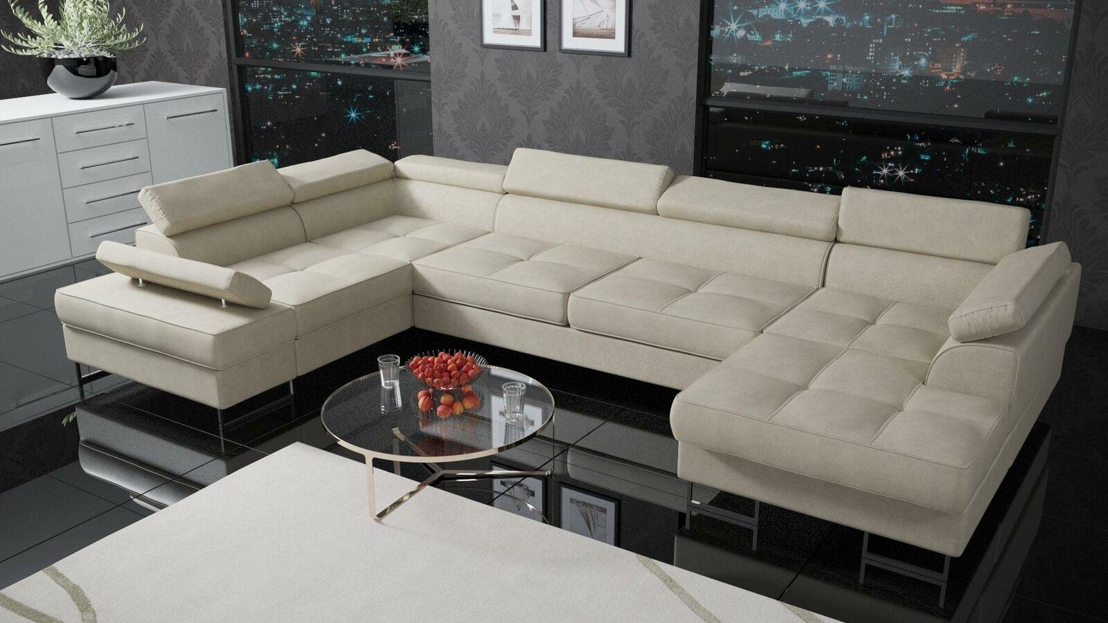 Textil Sofa Ecksofa Sofa Couch Polster Wohnlandschaft Leder Sofas Couchen U Form