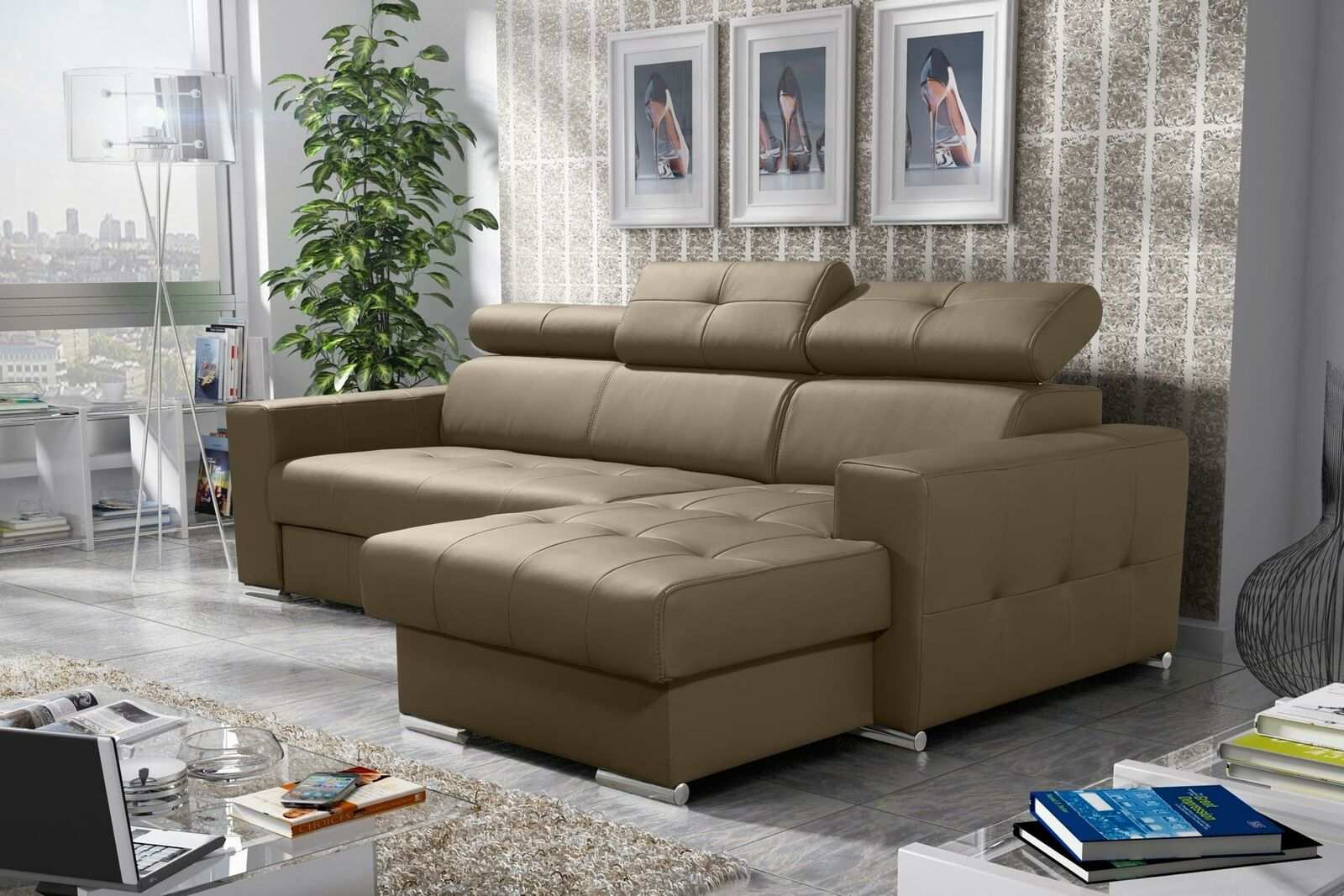 Sofa Eckcouch Polsterung Wohnzimmer Neu L-Form Stoff Leder Wohnlandschaft Sofas