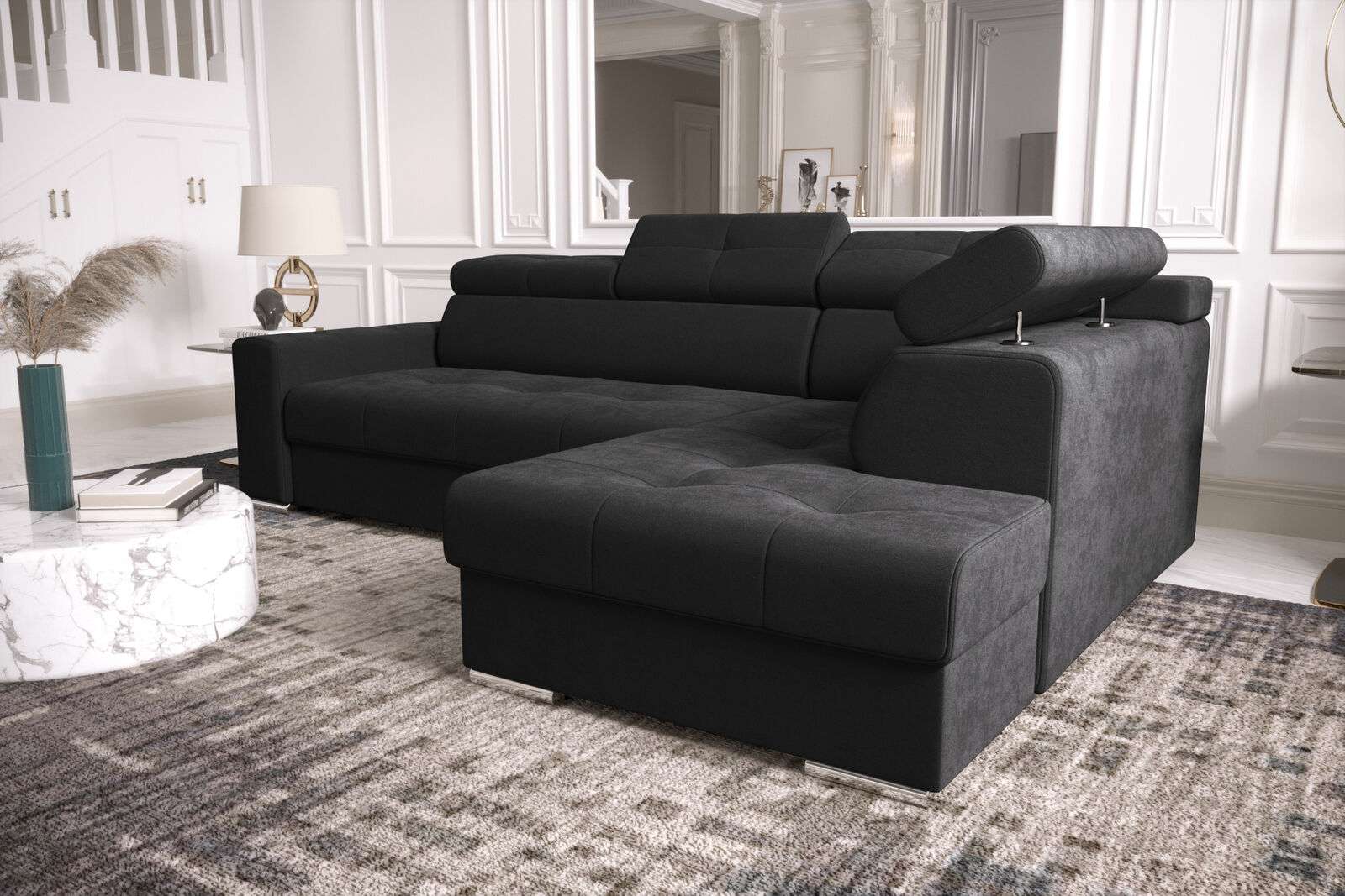 Ecksofa L Form Couch Polsterung Wohnzimmer Couchen Sofas Modern Schwarz Design