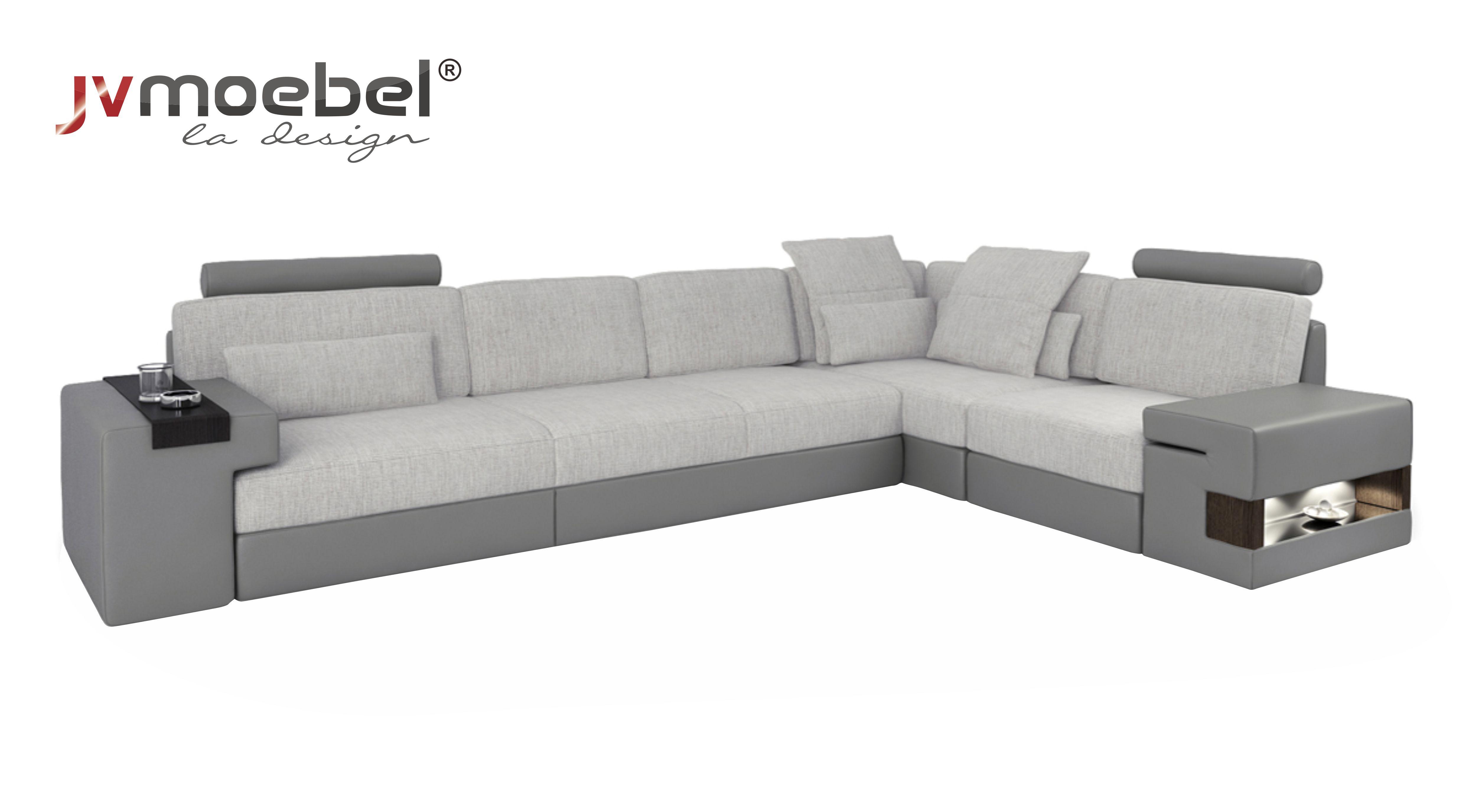 Design moderne Sofa L-Form Sofas Grau NEU Couch Ecke Leder Wohnzimmer Couchen