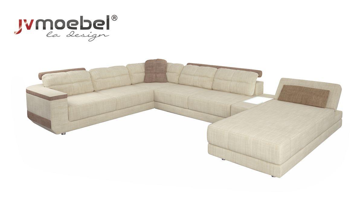 Design Ecksofa U-Form Modern Sofa Wohnlandschaft Polster Bettfunktion Möbel Neu