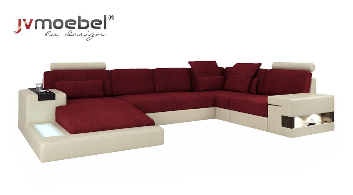 Ledersofa Designer Sofa U Form Wohnlandschaft Couch Polster Ecksofa Neu