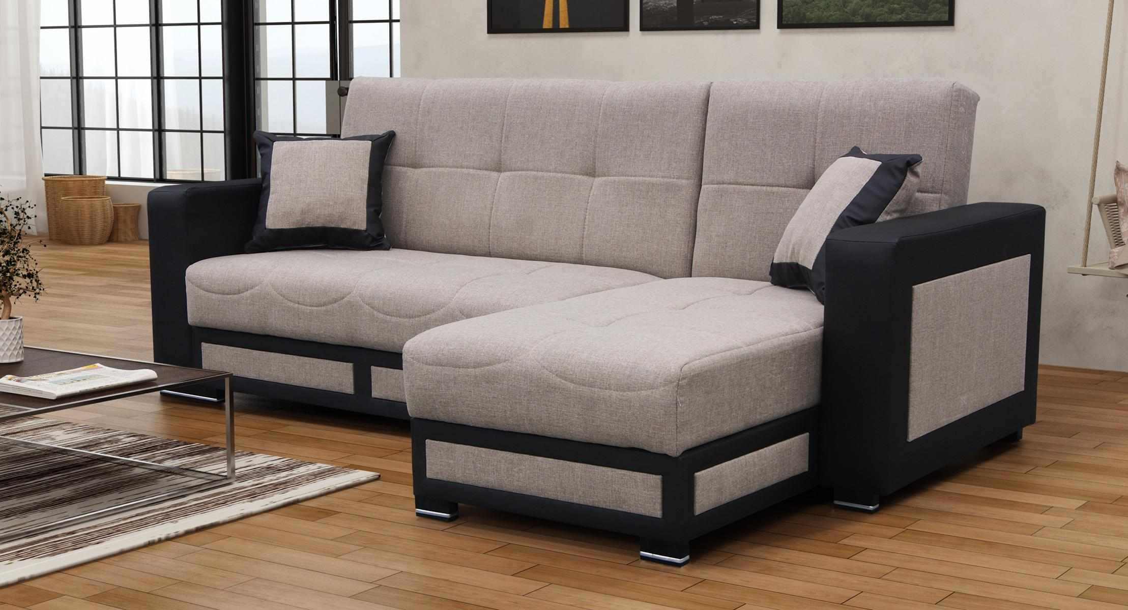 Ecksofa mit Hocker Schlafsofa Garnitur Wohnlandschaft L-Form Designer Sofa Couch