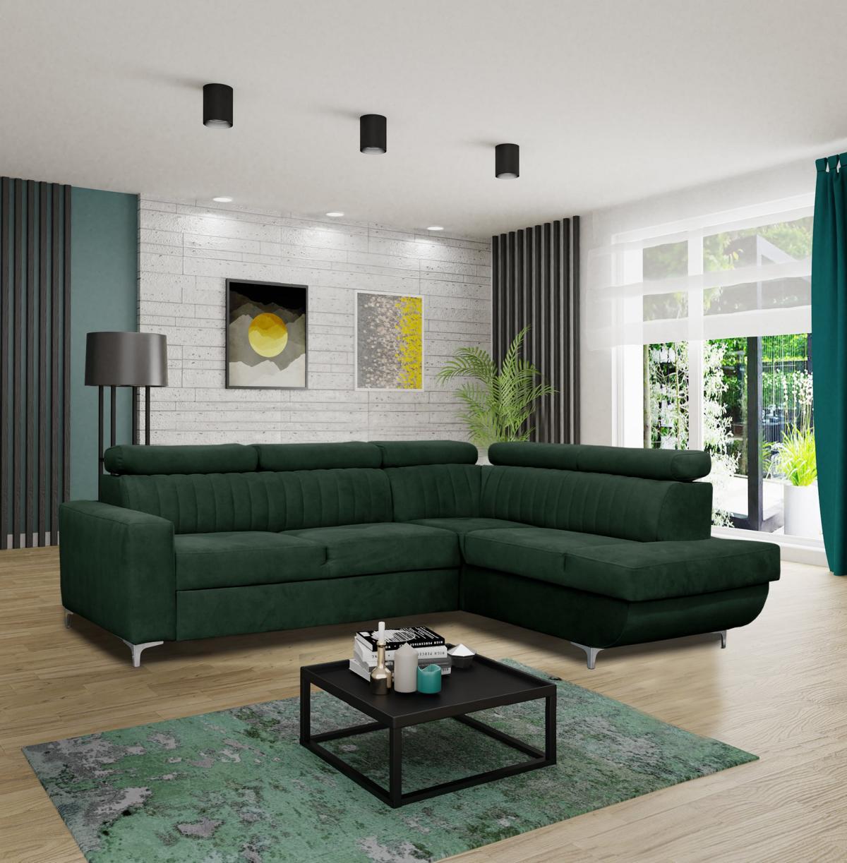 Sofas L-Form Textil Couch Ecke Sitz Sofa Wohnzimmer modern Grüne Couchen Möbel