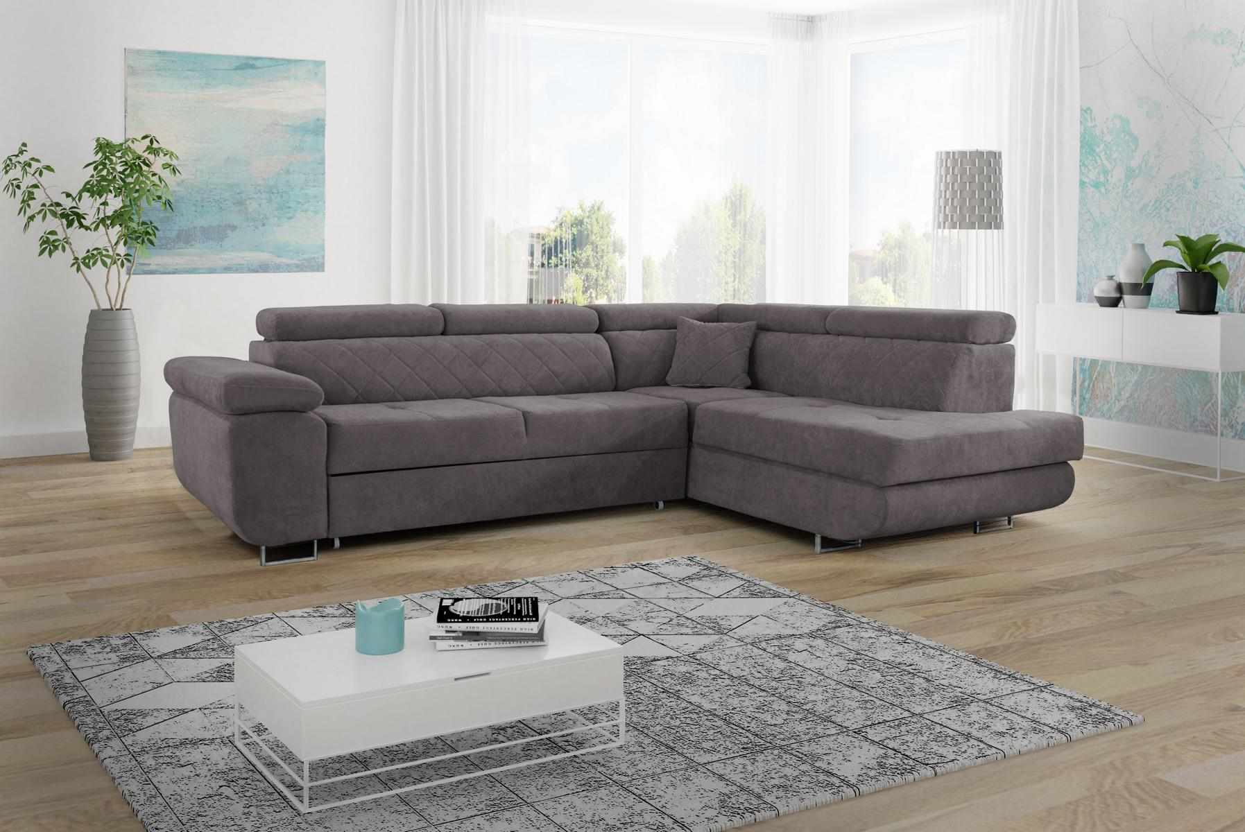 Luxus Möbel Wohnlandschaft Ecksofa L-form Polster Sofa Textil Schlafsofa Couch