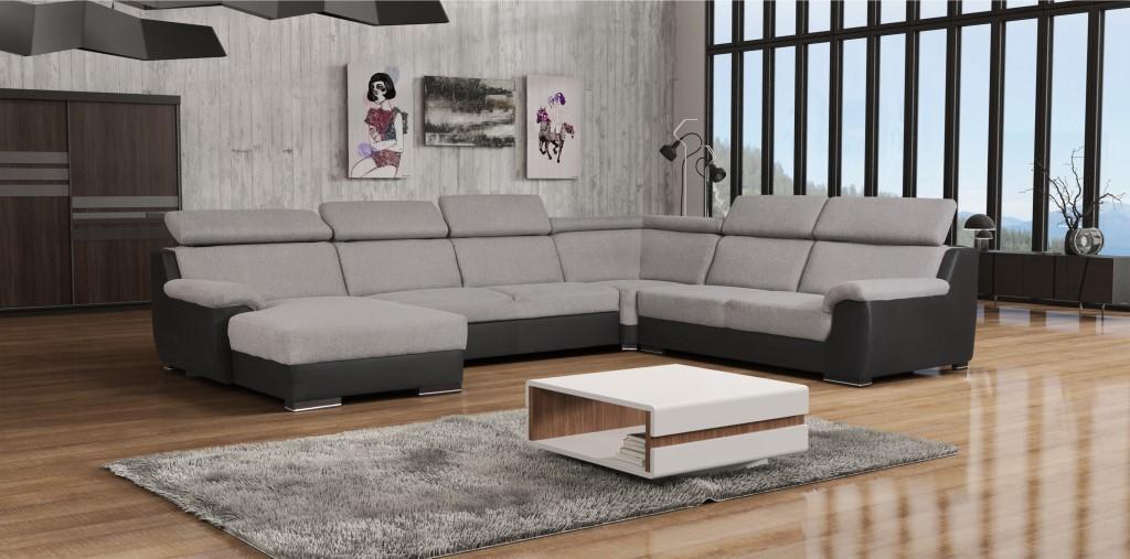 Ecksofa U-form Polster Sofas Relax Couch Textil Sitz Möbel Wohnlandschaft Luxus