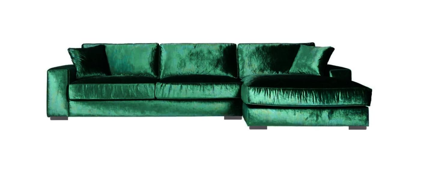 Grün Ecksofa Sofa Stoff Wohnzimmer Design Couchen Polster Sofas Big Samt Neu