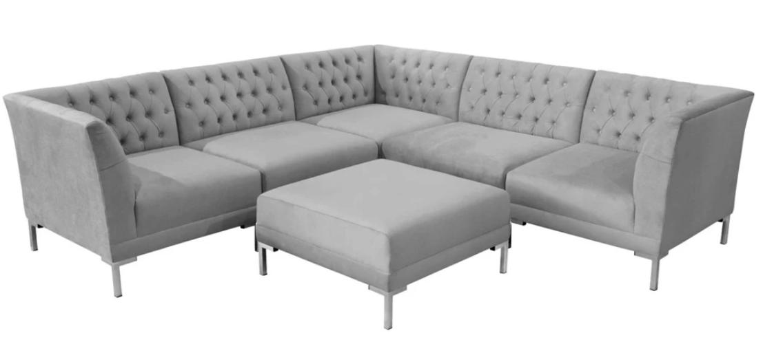 Grau Chesterfield Sofas Luxus Möbel Neu Ecksofa Hocker Grau Big Textill Stoff