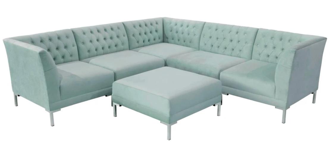 Turkis Blaue Eckcouch wohnzimmer Stil Möbel Chesterfield Landhaus Garnitur 2tlg.