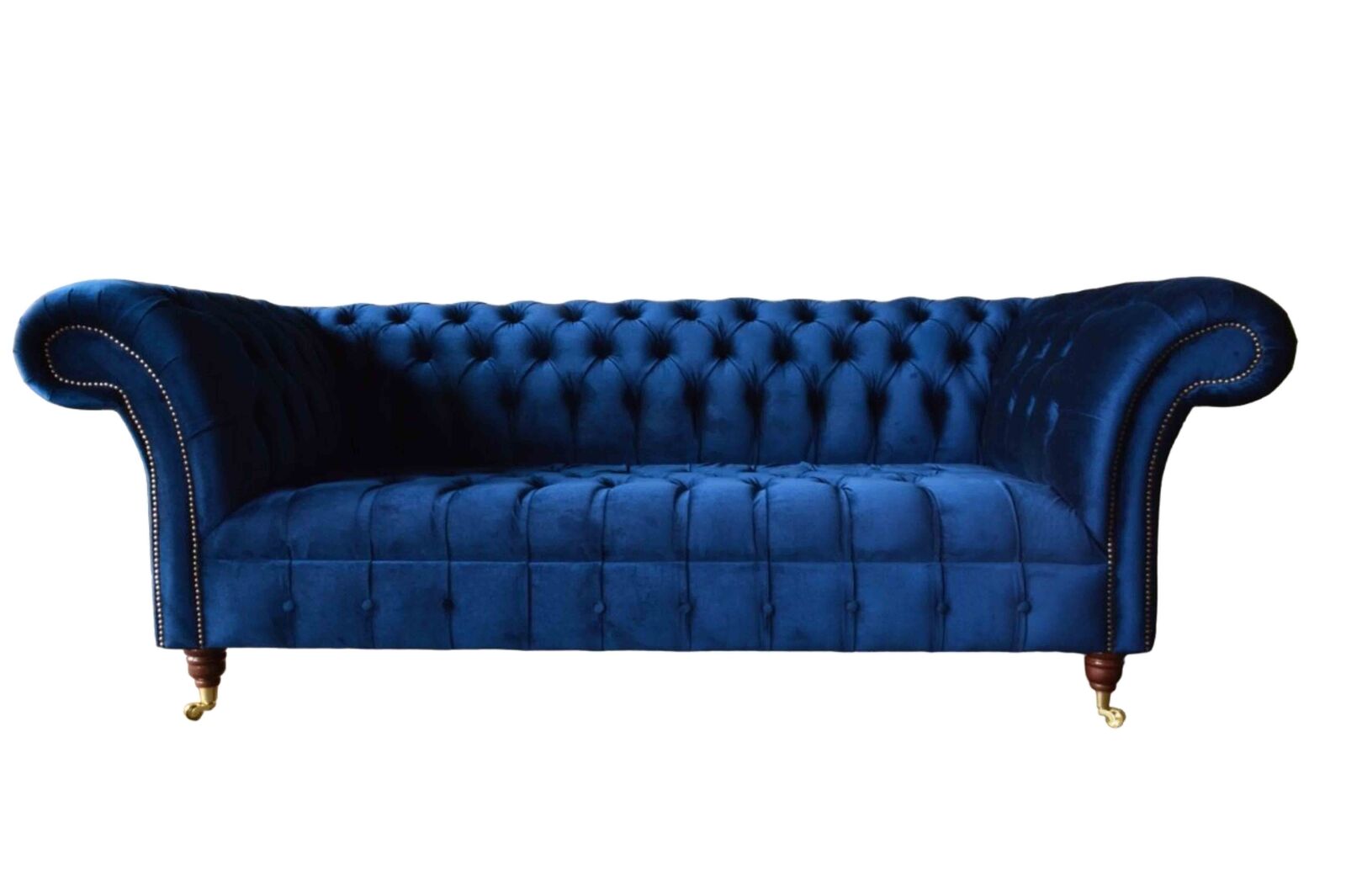 Blaue Chesterfield Dreisitzer Sofa 3 Sitzer Sofas Luxus Textil Couchen