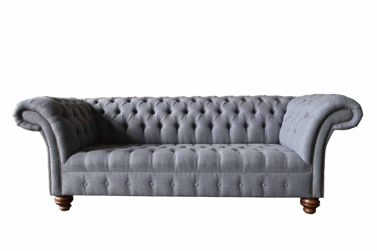 Chesterfield 3 Sitzer Couch Polster Sitz Textil Stoff Couchen Sofa Neu